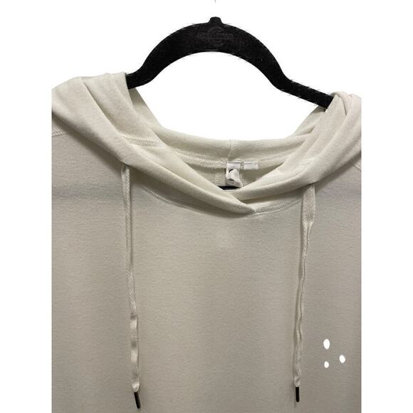 Hoodie White Slouchy Lightweight drop shoulder high low hem pockets Size S/P - Picture 3 of 9